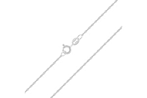 Planetys - Chaîne Maille Singapour 1 mm Argent 925/1000 Rhodié 40-45-50-55-60-65-70 cm