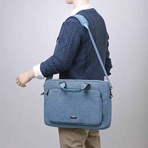 Laptophülle, Evecase 17.3 Zoll Universal Neoprene Gepolsterte Notebook Briefcase Laptop Schutzhülle mit Anzug-Gewebe / Ablösbaren Träger / Handgriff / Frontfach / Zubehörfächer für Lenovo Asus Acer HP – Himmelblau - 7