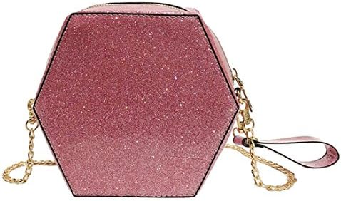 Hmeng Women Girls Fashion Fresh Style Handbag Purse Pentagon Cross Shoulder Bag Small Party Bag (Pink)