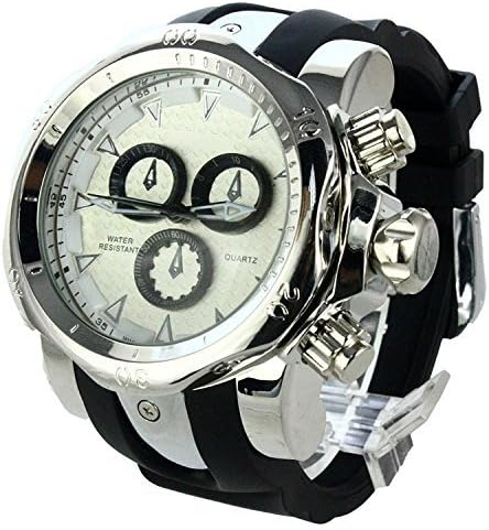 Fashion Men's Three-dimensional tricyclic Big dial Silicone Band Quartz Wrist Watch