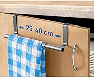 Tatkraft Horizon | 20115 | Türhandtuchhalter Küche, Geschirrtuchhalter | Gebürsteter Edelstahl, Silber| | 7.3x