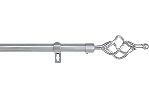 MERCURY TEXTIL-Barra Sencilla Forja Universal Extensible,Barra de Cortinas Decorativa Extensible (Gris, 120-210cm Trenza)