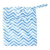 PIXNOR Welle Muster abwaschbar wiederverwendbar wasserdichte RV Baby Tuch Windel Windel Tasche nass-trocken-Tasche Tote mit weichen ausrichten Griff (blau) - 2