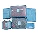 Travelmall Luggage Packing Cubes Travel Organizer Mesh Bags 6 Piece Various Size Set Weekender Set - 3 Packing Cubes and 3 Pouches (Blue)