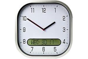 Lifemax Clear Time Day Date Wall Clock - Easy to Read LCD Display Day-Date Clock, Shows Day, Date, Month in UK format, Ideal for Dementia & Seniors