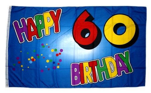 Fahne / Flagge 60. Geburtstag Happy Birthday NEU 90 x 150 cm