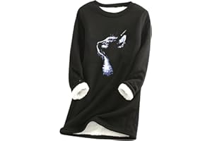 YMING Femmes Pull en Peluche Hiver Chaud Coloré Pull Manches Longues Pussycat Imprimé Pull