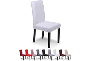SaintderG® Coprisedie con schienale 6 pezzi moderna protettiva in elastico, lavabile Estraibile, coprisedile, moderna sala da pranzo, hotel, arredamento ristorante (Bianca, 6 pezzi).