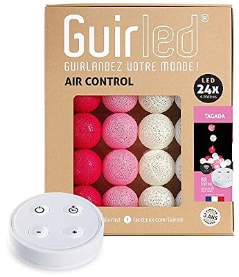 GuirLED Guirlande lumineuse boules coton LED USB - Télécommande sans fil - Chargeur double USB 2A inclus - 4 intensités - 24 boules - Tagada
