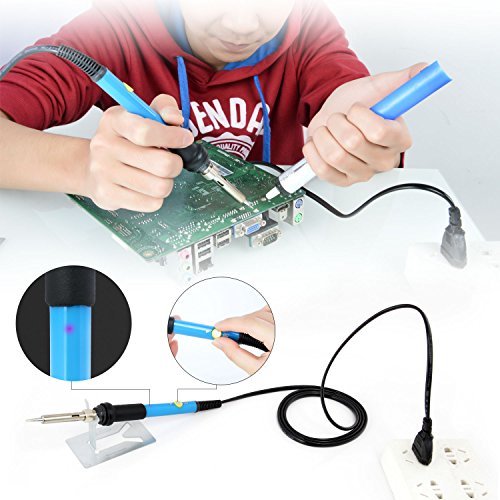 Neuftech 60W Lötkolben Set,220V Lötset 200- 450°C einstellbar Temperatur mit 5 Stu. Lötspitzen Entlötpumpe Ständer Pinzetten für elektrische Arbeit DIY Modellbauer Reparatur - 3