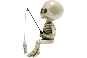 Shamoparty Statua di Scheletro da Pesca, Scheletro con Canna da Pesca Figure di Scheletro di Pesca, Scheletro di Pesca Statuetta di Halloween, Decorazioni di Scheletro per Bambini