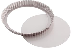 CHEFMADE Plat à tarte rond de 11 pouces avec fond amovible,Poêle à Quiche antiadhésive en acier au carbone pour la cuisson au four et au Pot instantané(or Champagne)