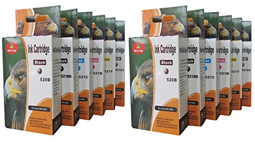 12 Druckerpatronen für CANON PIXMA MP980 MP990 MP 980 990 mit Grauen Patrone / KOMPATIBEL Patronen mit Chip einfach einsetzen und losdrucken / ersatz für Canon PGI-520BK CLI-521BK CLI-521C CLI-521M CLI-521Y CLI-521GY