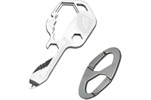CRLLDPM 1 Stück 24-in-1 Multi Tool Schlüssel, Schlüsselförmiges Edelstahl Taschenwerkzeug, Multifunktionsschlüssel Schlüsselwerkzeug, Outdoor Multitool, Für Flaschenöffner, Schraubendreher, Lineal