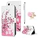 Produktbild Edauto Huawei P20 Lite Hülle Case Pfirsichblüte Muster Kunstleder PU Leder Hülle Wallet Tasche Handyhülle Soft TPU Innere Schutzhülle Bookstyle Ständer Kartenfach Magnetverschluss
