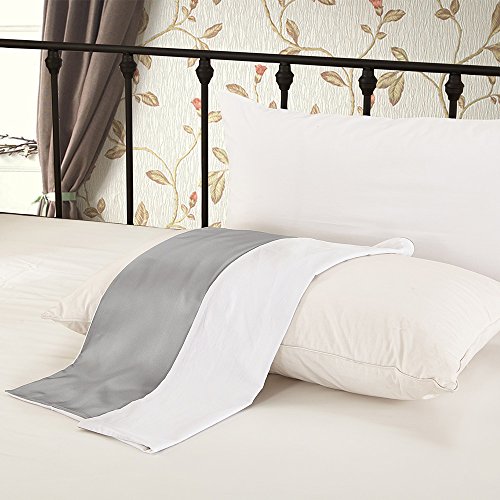 Lilysilk Seide Kissenbezug Kissenhülle Uni Unterseite von Baumwolle mit Reißverschluss 1 Stück Wende Kissen in Schachtelverpackung 40x80cm Silbergrau - 3