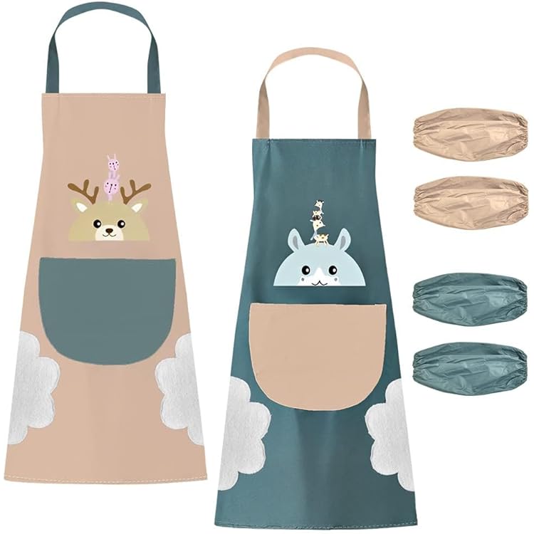 Lot De 3 Tabliers Cuisine Avec Poches - Coton Et Lin - Résistant Aux Taches - Pour Cuisine, Barbecue, Peinture
