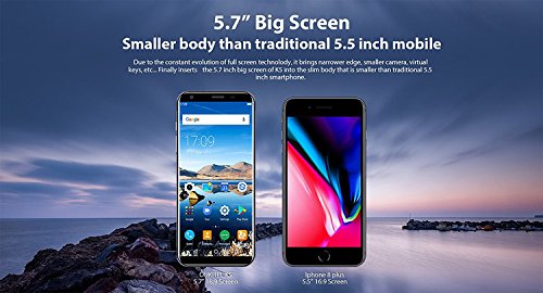 Unlocked Smartphones 4G,OUKITEL K5 - 5.7 inch HD (18:9 ratio) Android 7.0 4G smartphone 2GB+16GB 4000mAh Battery Triple cameras (5MP+2MP+16MP) Blue