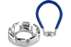JEUFUN Bike Wheel Spoke Repair Kit with Spoke Wrench and Rim Correction Tool, Bicycle Spoke Wrench Tool, 6 in 1 Bike Spanner Spoke Tool 10-15 Gauge for Bike Wheel Maintenance and Adjustment(Silver+Blue)