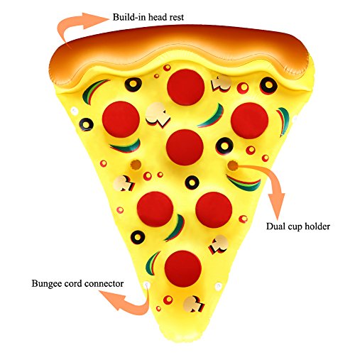 ThinkMax 6 x 3 Feet PVC Giant Inflatable Pizza, Outdoor Swimming Pool Float Rafts,Inflatable Summer Party Floatie Lounge Toy For Children and Adults