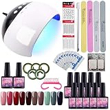 lampara gelish led 5-45 La Perfecta Manicura : 24W UV/LED Lámpara+10pcs Esmaltes de Gel +Capa Superior+Primer+ Herramientas de Manicura