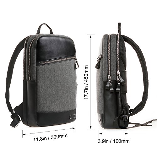 WIWU 15 Zoll für MacBook 15,4″ Damen Herren Rucksack Business Backpack Laptop Tasche Daypack Tagesrucksack zur Arbeit und Uni Slim Eleganter Stil (Grau, 15,4 Zoll) - 2
