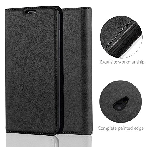 Nokia Lumia 535 Custodia di Libro di Finta-Pelle in NERO DI NOTTE di Cadorabo (Disegno CHIUSURA MAGNETICA INVISIBLE) â€“ con Vani di Carte Funzione Stand e Chiusura Magnetica â€“ Protezione per Fronte e Retro Portafoglio Cover Case Wallet Book Etui Full Body