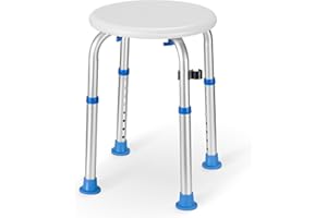 CAREBODA Sedia da bagno regolabile per doccia interna, sgabello da doccia con acciaio inossidabile aggiornato, montaggio senza attrezzi, 8 altezze regolabili per anziani, anziani, incinte (Blu, 52.5,44,44)