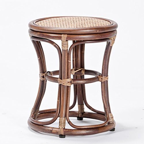 LHby Rattan wood stool Modern minimalist fashion shoe bench Creative rattan footstool Dressing stool Stools (Size : M)