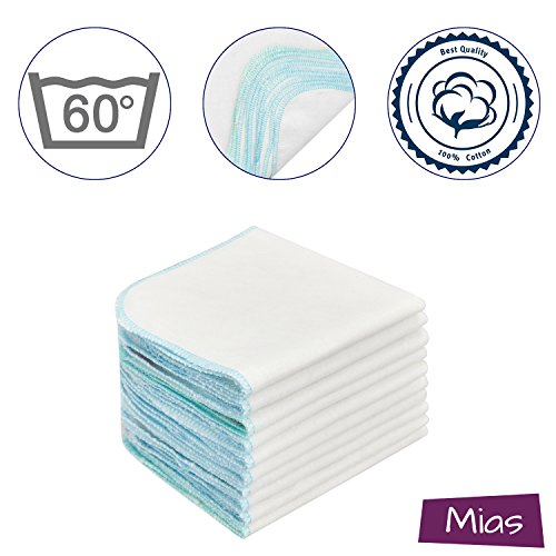 Mias 10 Baby Waschlappen aus Molton Flanell, weiß - 2