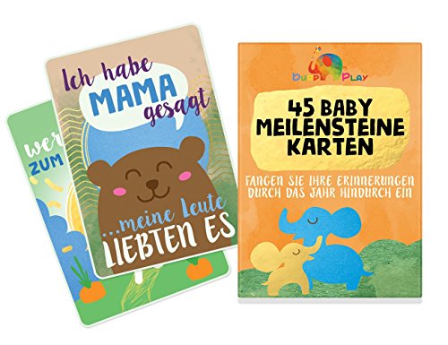 Baby Meilenstein Karten - 45 milestone cards, um die Höhepunkte des 1. Jahres Ihres Babys festzuhalten – Perfekt als Geschenk für Babyparties, zur Geburt und als Willkommensgeschenk für das Baby
