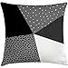 Produktbild Throw Pillow Black and Grey Cushion Cover, Grunge Dots and Lines Design Minimalist Triangle Contrast Mosaic, Decorative Square Accent Pillow Case,Black Grey and White Size:20X20 Inches/50X50Cm