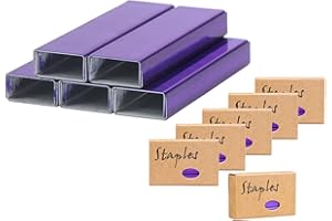 NatSumeBasics 6000 Purple Staples Colored Staple Refills for Standard Stapler Office Desktop Stapling Refill 26/6 Size 1000/Pack (6000 Purple)