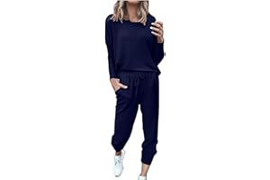 NUSGEAR Pyjama Femme Ensemble de Pyjamas Nuit Manche Longue Col Rond Casual Vêtements Survêtements Femme Ensemble de Pyjama 2 Pièce Sportswear Jogging Hiver Sweatshirt et Pantalon Sweat