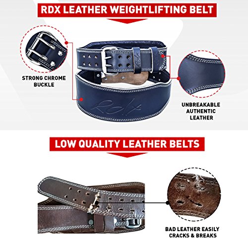RDX 4″ Rindsleder Fitness Gewichthebergürtel Crossfit Gym Trainingsgürtel Bodybuilding Krafttraining - 4