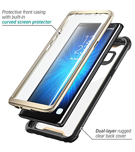 Funda Samsung Galaxy Note 8  i-Blason Ares con protectores de pantalla incorporados para Samsung Galaxy Note 8  2017   transparente  negro oro 