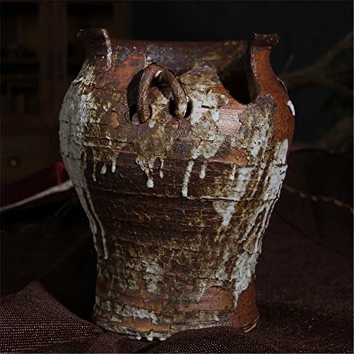 NOHOPE Retro Ceramic Desktop Vases Rust Glaze Emulation Flower Container Home Decorations Flower Pot Ornaments,B