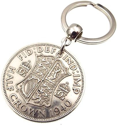 Genuine 1940 50% Silver Half Crown Coin Keyring 78th Birthday Gift