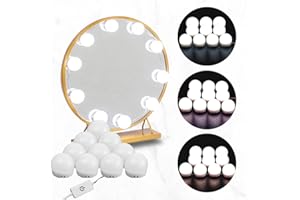 T AUNTY STORE LED Vanity Mirror Lights with 10 Dimmable LED Bulbs 3 Color Modes Hollywood Style Makeup Lights for Dressing Table Mirror Bath Mirror Lamps with USB Power Cable (Mirror Not Included)