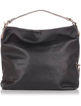 Laura Moretti - Hobo-Tasche aus Leder mit müder und hängender Metallplakette