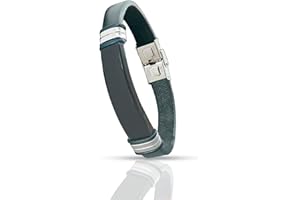 Only faith Pulsera de Cuero para Hombre ajustable acero inoxidable Brazalete regalo para hombre