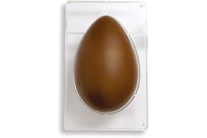 DECORA, 0050058 Moule à œufs en chocolat en polycarbonate, 1 cavité, 163 x 230 mm, Idéal pour préparer des chocolats brillants et croustillants, Design professionnel, Fabriqué en Italie.
