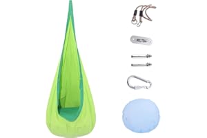 TOPIND Kids Pod Swing Seat 100% Algodón Silla Hamaca Infantil para Interior y Exterior También Sirve para Hamaca con Soporte (Verde)
