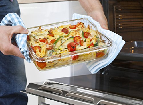 Emsa 513920 Frischhaltedose mit Deckel, Glas, Rechteckig, Volumen 1,3 Liter, Transparent/Rot, Clip & Close - 3