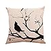 Produktbild MMLsure® Platz Print Kissenbezug, Leinen Karikatur Vogel Zweig Drucken Sofa Kissen Kissenhülle mit Verdecktem Reißverschluss aus Kord,45x45cm