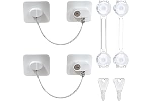 iJiZuo 2PZ Blocco di Sicurezza per Finestra per Bambini, Mini Limitatore di Apertura per Finestre e Porte, con 2 Chiavi, Serratura di Sicurezza Limitatore di Finestra Autoadesivo - Bianco