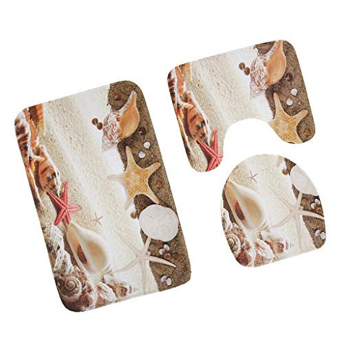 Preisvergleich Produktbild Fenteer 3pcs Badematte Antirutsch Badezimmermatte Rutschfest Duschmatte Küchenmatte Badezimmer Teppich - Sand