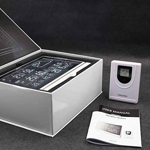 confronta il prezzo Fetanten Stazione Meteorologica con Sensore Esterno, Temperatura, Umidità, Allarme Temperatura, Pressione Barometrica, Fase lunare, Orologio Radiocontrollata con Tempo Automatico miglior prezzo