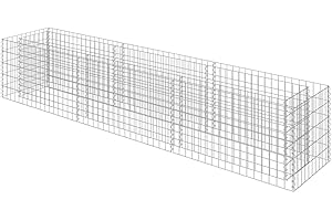 vidaXL Gabion Raised Garden Bed - Galvanised Steel, Weather-Resistant with High Load Capacity, Silver Rectangular Planter, Outer Dimensions 270x50x50 cm, Inner Dimensions 250x30x50 cm