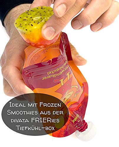 NEU divata MINI Quetschies 100ml (4er Pack), BPA-frei – wiederverwendbare Quetschbeutel zum selbst befüllen für Babys und kleine Kinder - 7